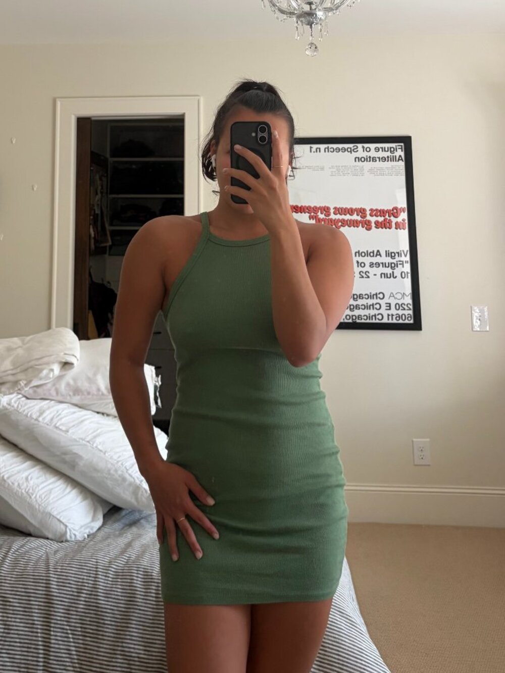 Pull&Bear Green Ribbed High-Neck Dress  Simple and flattering Pull&Bear dress in